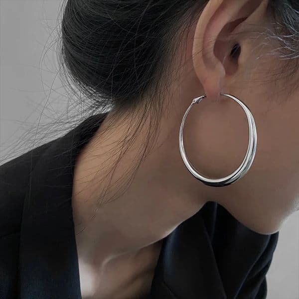 Fashion Exaggerated Big Circle Hoop Earrings for Women Statement Jewelry Smooth Femme Boucles doreilles 241114