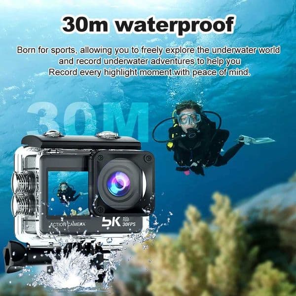 Hot Sale 5K action camera 4K60FPS 2.0 inch touch Sn Wi Fi 170 wide-angle 30M waterproof helmet video recording sports camera T241104