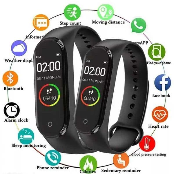 Hot Sale M4 smart wristband blood pressure/rate monitor/Pedeter sports wristband health fitness bracelet drops T241114