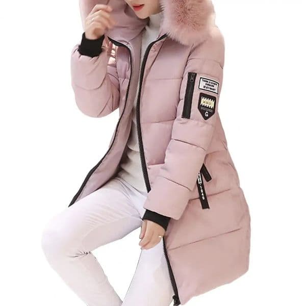 2024 Winter Coat Womens Jacket Fur Neckline Long Basic Coats Thick Jackets Cotton Padded Outerwear Parkas Female Clothes 241114