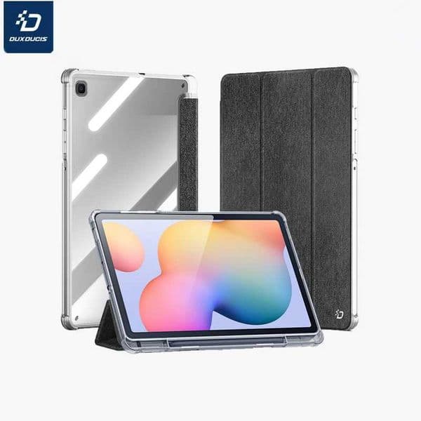 New Arrival DUX DUCIS premium PU leather transparent back cover suitable for Tab S6 Lite 20 shock-absorbing pen slot triple fold bracket protective cover Z241115