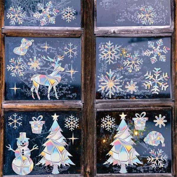 Decorative Film Christmas Suncatcher Window Sticker Anti Collision Static Electricity Sticker Snowflake ElkXJ241114