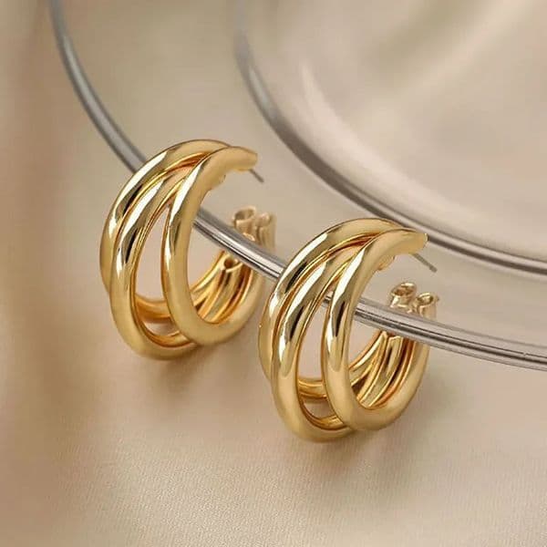 Korean Gold Color Hoop Earring for Woman Metal Elegant Vintage Geometric Statement Earrings Party 2023 Jewelry Gift y241114