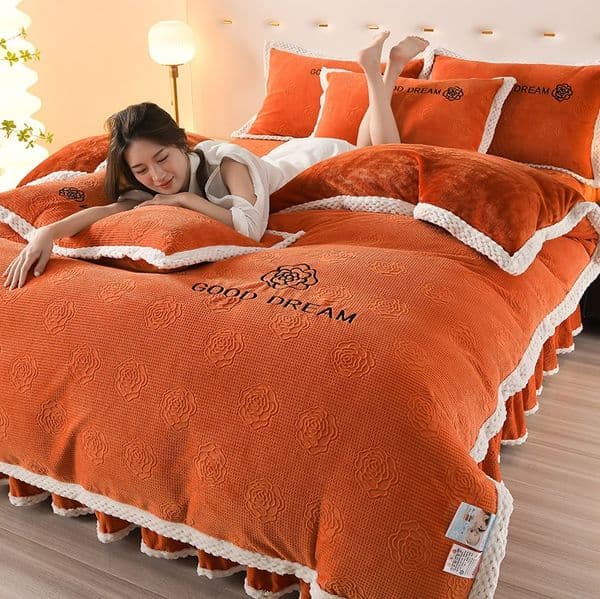 Cozy Floral Bedding Set 4 Piece 2x2.3M Good Dream Embroidered Comforter for Bedroom Decor