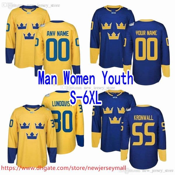 Custom S-6XL Movie 2016 World Cup of Sweden WCH Hockey 30 Henrik Lundqvist Jerseys 65 Erik Karlsson Carl Soderberg Gabriel Landeskog Backstrom Steen Stitched