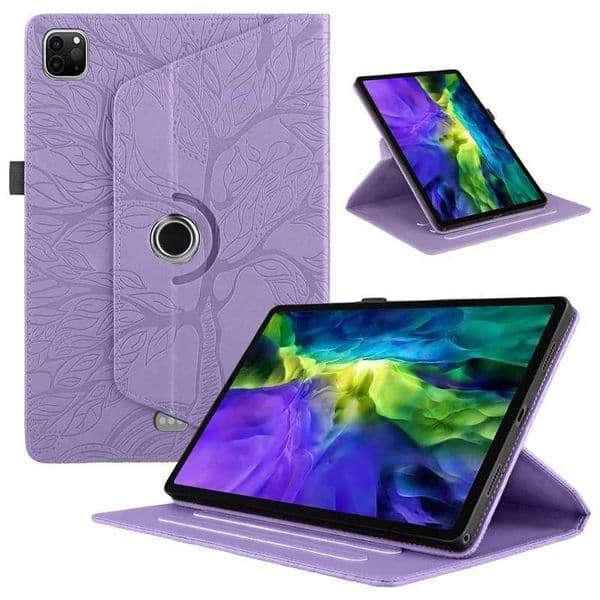 New Arrival 360 Rotation Cover for iPad Pro 12.9 20 2021 2020 Case Tree Emboss Fund for iPad Pro 12 9 6 5th Generation Tablet Cover Z241115
