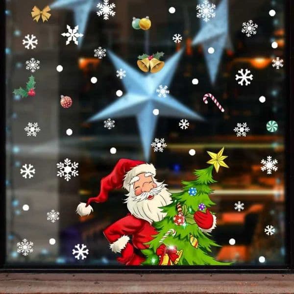 Christmas Decorative Bedroom Living Room Decorative Stickers Blackout PVC Waterproof and Dustproof Holiday Decorative StickersXJ241114