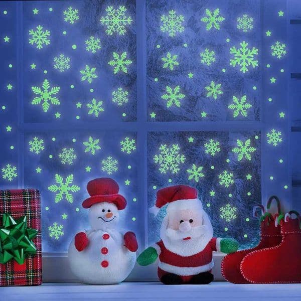 Christmas Luminous Snowflake Window Sticker Merry Christmas Decoration For Home Xmas PVC Snowflakes Wall Stickers Decal New YearXJ241114