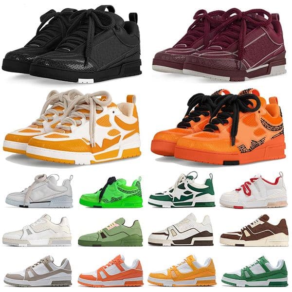 Designer skate shoes skates Trainer Dress Casual shoes flat luxury Embossed canvas leather white black green red fashion platform suede men women low sneakers
