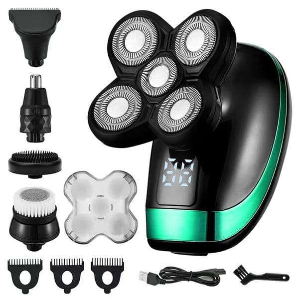 5 IN 1 Electric Razor Electric Shaver Rechargeable Shaving Machine for Men Beard Razor Wet-Dry Dual Use Waterproof Fast Charging 241115