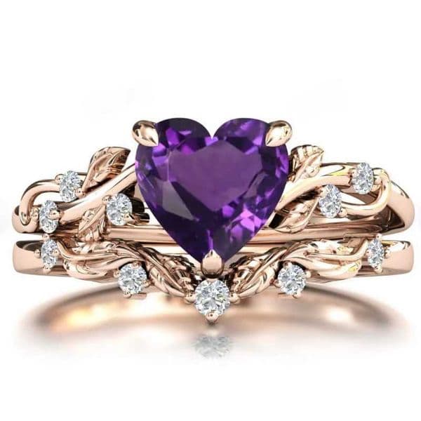 Classic luxury zircon heart-shaped womens ring 2-piece wedding jewelry for sale fashionable personalized party gift jewelry W241116