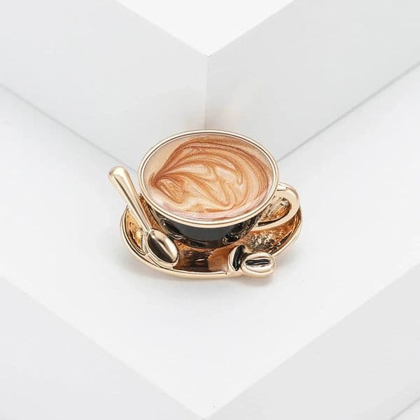 Enamel Coffee Cup Brooches for Women Unisex Cups Pins Event Party Decoration Clothes Accessories 241116