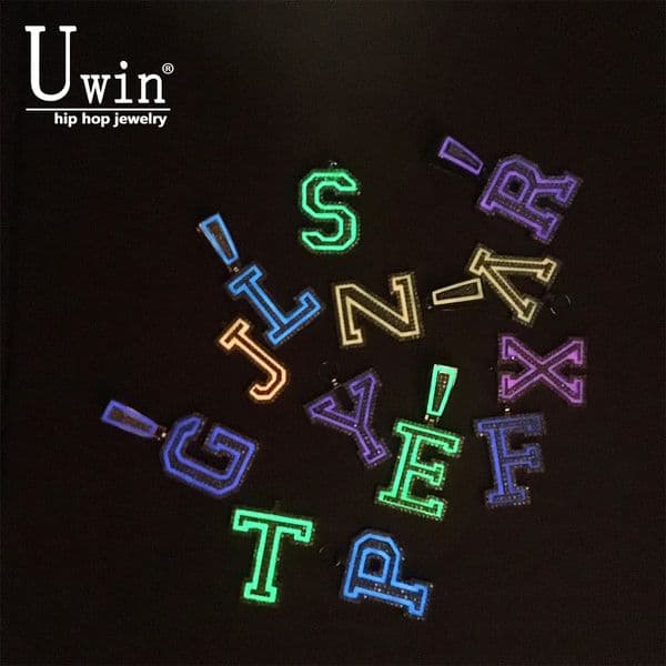 UWIN custom fluorescent name pendant necklace ice cube zirconia chain necklace hip-hop punk jewelry gift 241116