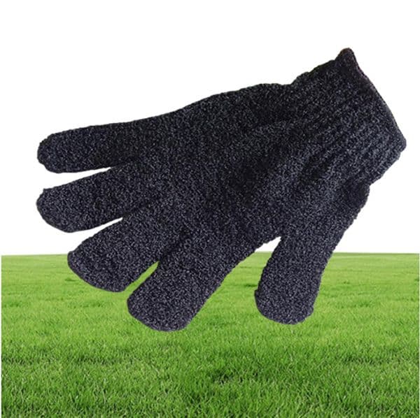 Exfoliating black Spa Bath Gloves nylon Brush Scrub Shower Gloves Scrubber
