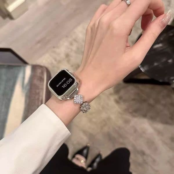 Stylish Rhodium Plated Stainless Steel Chain Link Bangle Wristband For Men And Women Durable Luxury Decorative Timepiece Companion