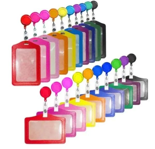 Wholesale With Retractable Reel, PU Leather Business ID Badge Holders Key Ring Card Holder Case For Nurse Doctor Student Teacher Office Party Gift 0423