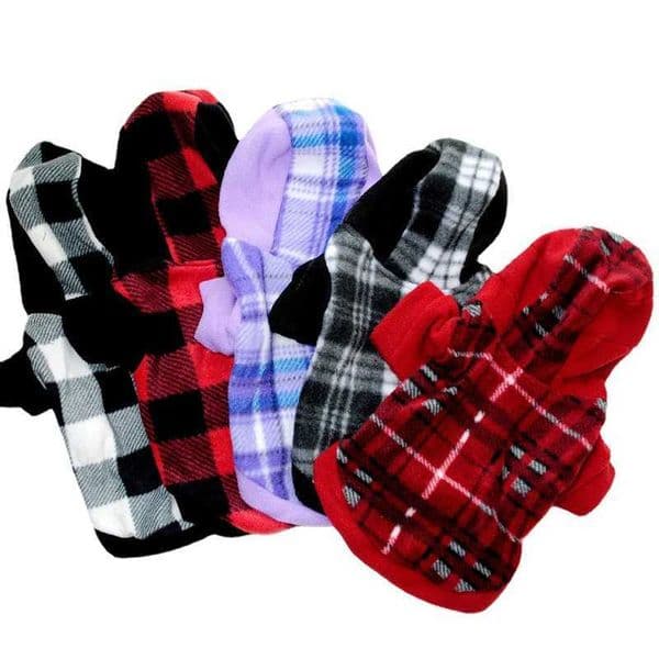 Plaid Fleece Dog Clothing Autumn Warm Dog Hoodie French Bulldog Sportswear Chihuahua M241116
