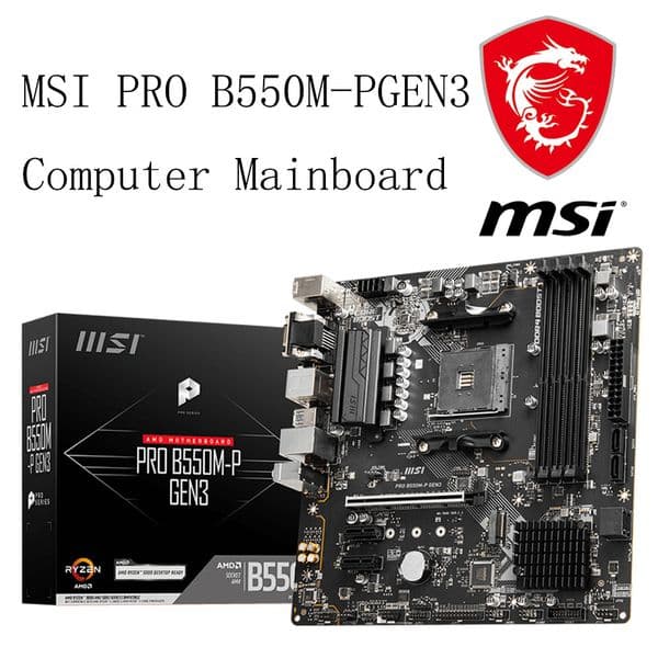 Msi Mainboard PRO B550M-P GEN3 Computer Motherboard Support CPU 5600X/ 5800X3D/5600 G/5700 X (AMD B550 / Socket AM4)