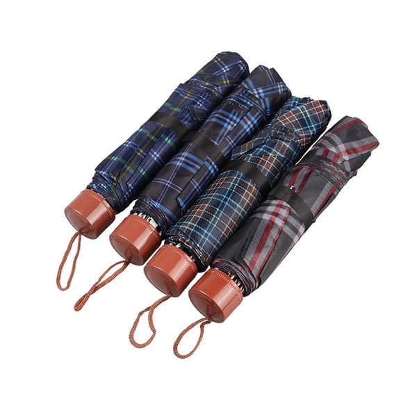 Three-folding Umbrella Unisex Foldable Short Handle Umbrella Plaid Printed Solid Color Folding Umbrella Couple Sunny Rainy Umbrellas Portable HW0378