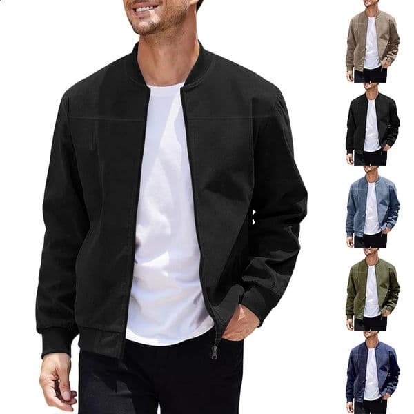 2024 Spring And Autumn Vintage Mens Suede Leather Jacket Solid Color Cardigan Zipper Lapel Coat Quality Fashion Clothing 241116