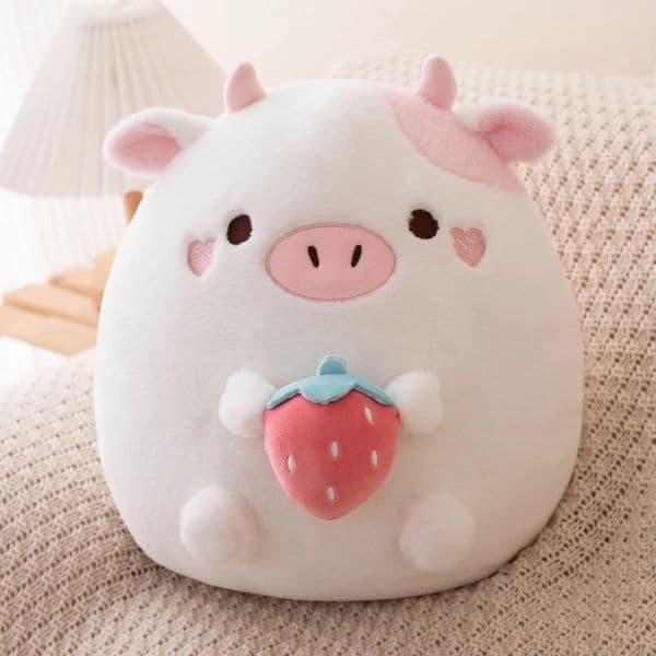 Kawaii Cow Strawberry Cats Cake Plush Pillow Toy Sutffed Animal For Friends Christmas Gifts Soft Girls Huggable Toys Sleep 241118