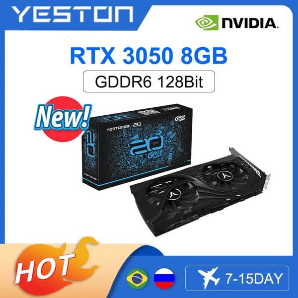 YESTON New GeForce RTX 3050 Graphics Card 8G GDDR6 RTX3050-8G 8GB GAMING Graphics 128bit NVIDIA placa de vdeo Accessories