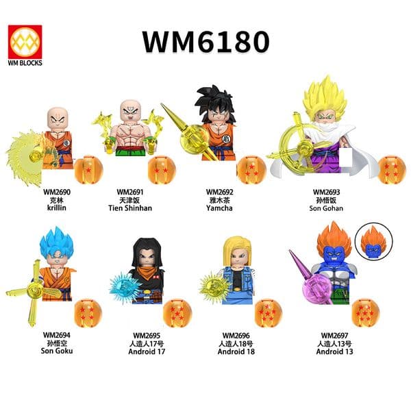 doll Plush Toy WM Wm6177 Wm6178 Wm6180 Wm6181 Wm6183 Dragon Goku DBZ Balls Building Blocks Mini Action Figures DIY Bricks Kids Educational Toys Se