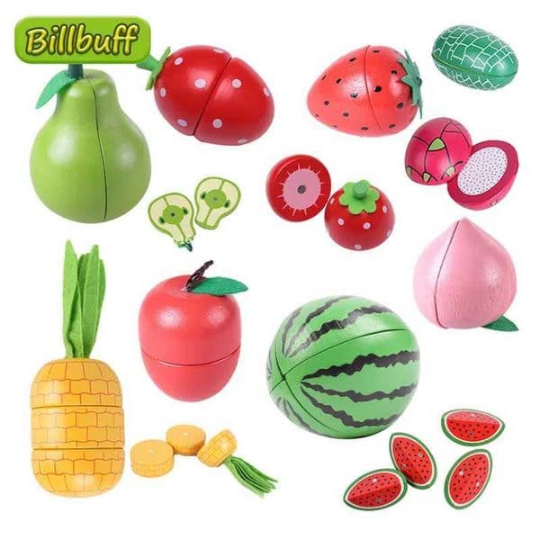 Montessori childrens cutting fruit gift 3D Wooden simulation strawberry pineapple magnetic childrens game kitchen educational toy gift W241119