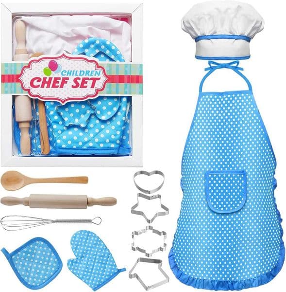 11 childrens cooking and baking sets suitable for girls aged 3-8 chef costume sets childrens role-playing pretend toys Christmas gifts W241119