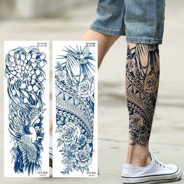 Full Leg Arm Temporary Juice Ink Tattoo Stickers Lasting 15 Days Waterproof Tattoo Animal Tattoo Stickers for Men BoysXJ241120