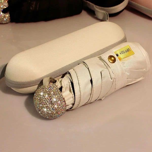 Bling Diamond Small Capsule Umbrella Mini 5 Fold Ultraviolet Proof Portable Sunscreen Folding Umbrella Girl Sunny Rainy UmbrellaXJ241120