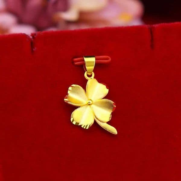 Pure 14K gold pendant necklace simple mini grass pendant real 18K gold chain exquisite jewelry for women Christmas gift W241120