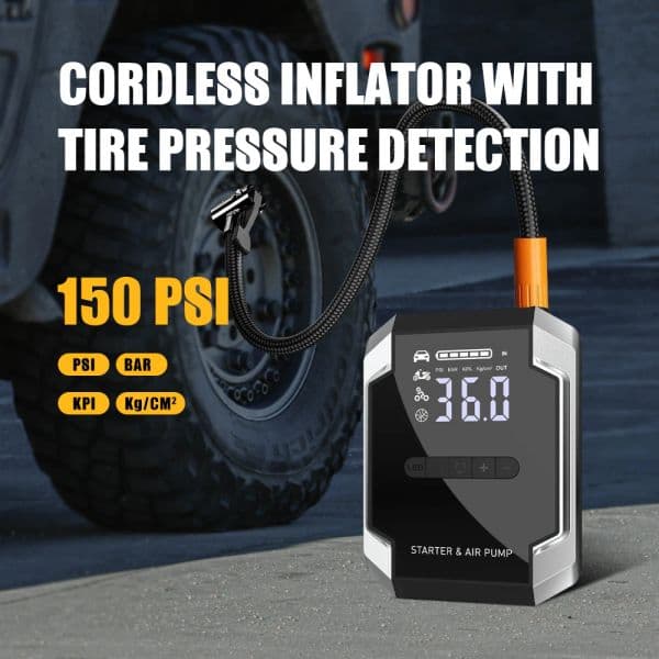 Car Jump Starter Pump Air Compressor Multi-function Tire Iator Auto Portable Battery Starte