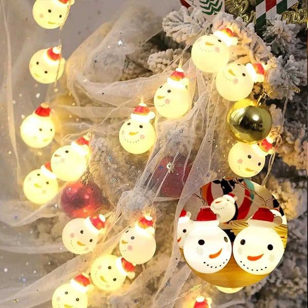 Christmas Snowman Light String LED Battery Operated Christmas Lights for Xmas Tree Indoor Outdoor Holiday Decorations zyc241120