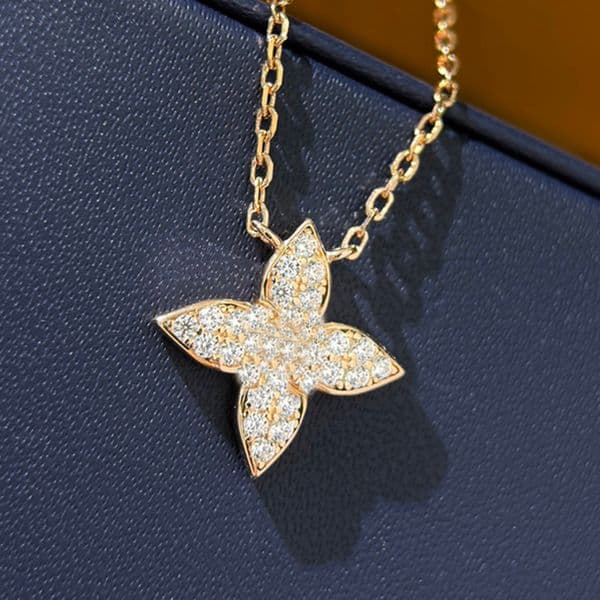 ADITA four leaf clover gold plated necklace with crystals never fade counter quality With box crystal crystal diamond jewelry with box 026