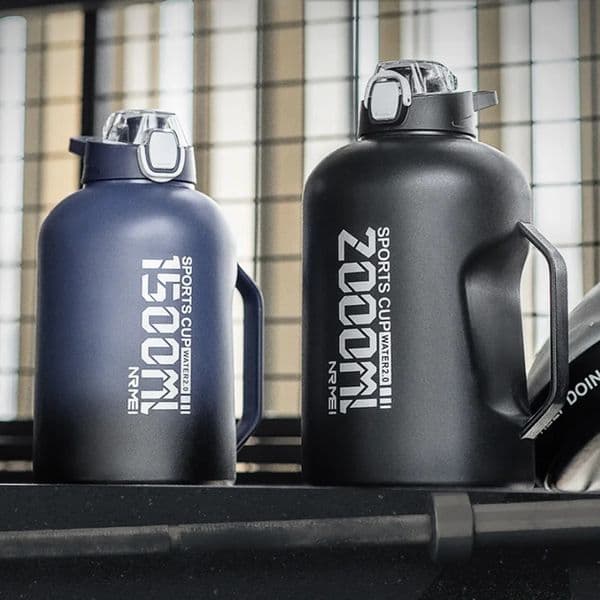 15/2L stainless steel water bottle with handle and straw outdoor portable large capacity kettle for gym exercise 241115 Y260515