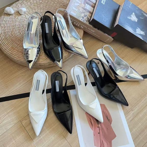 Slingback Women High Heels shoes Pumps Womens Dress Shoes Summer Brushed Leather High-Heeled Luxury Heels Designer Sandals Lady paty sexy Shoes