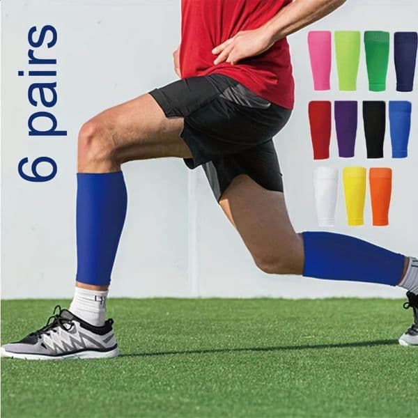 6 pairs of neutral sports compression sleeves high elasticity football socks leg protectors breathable sports performance little cow Su 241119BJ