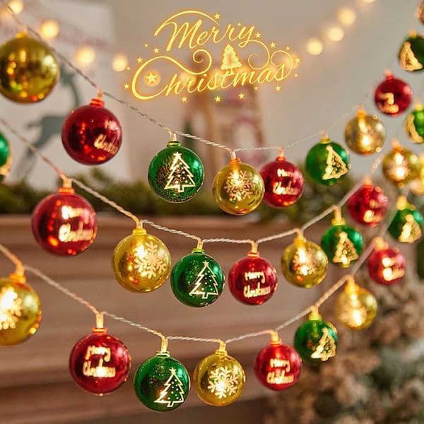 2M Christmas Flickering Light String Battery USB/Battery Powered Red Green Star Ball String Lights Home Party Decor Lights zyc241120