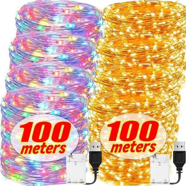100/2M LED String Lights USB/Battery Powered Copper Wire Garland Fairy Lighting Strings Christmas Party Decor Waterproof Lights zyc241120