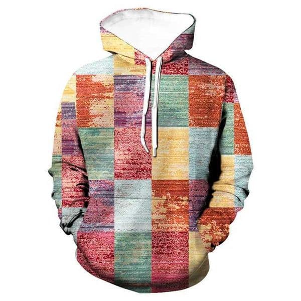 Retro geometric splicing 3D printing mens hoodie fashionable casual winter womens floral street clothing hoodie Cp top X241120