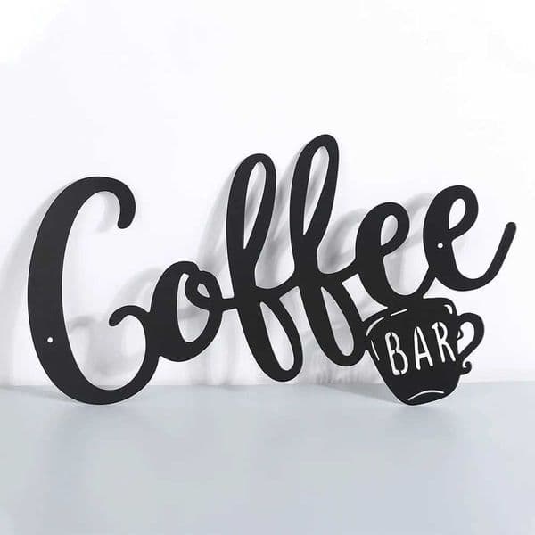 Coffee Bar Sign Metal Hanging Wall Art Plaque Black Letter Silhouette Cafe Kitchen Dining Room Decoration Bar Pub Club PosterXJ241120