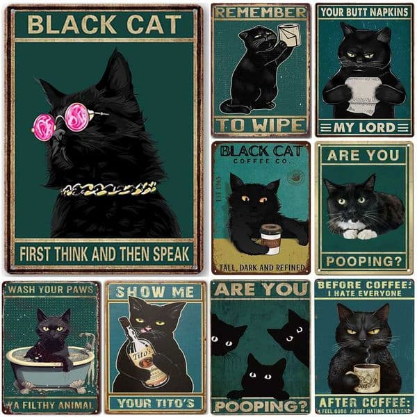 Cats Metal Tin Signs Wall Art Posters Plaque Sign Vintage Iron Painting Decoration for Home Cafe Living Room Garage Club BarsXJ241120