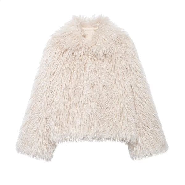 autumn womens clothing style fashionable simple and versatile fur effect long sleeved jacket 241120