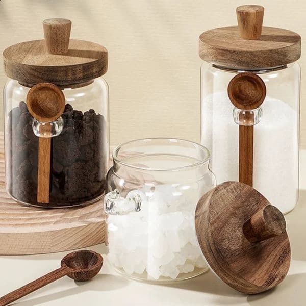 Coffee Bean Storage Jar with Glass Seal and Spoon 241121