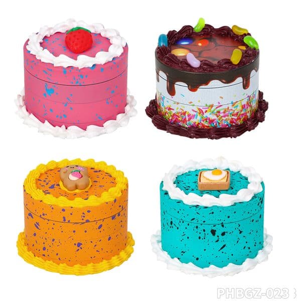 Birthday Cake Shape Zinc Alloy Metal Grinder 63mm Smoke Accessroy Herb Tobacco Grinders 4 Layers Herbs Crusher Colorful Decorated Grinders Smoking Accessories New