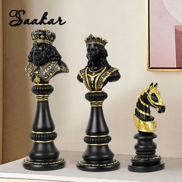 SAAKAR Resin Chess Living Room Decoration Collection Statue of King Knight Queen Home Office Desktop Accessories Object Item 241121