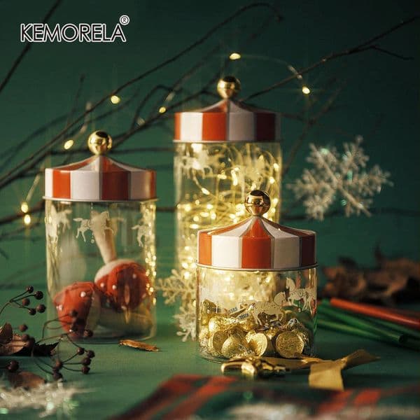 2026 Sealed Storage Jar Glass Transparent Coffee Bean Grain Container Set Christmas Moistureproof Carousel Foods Bottle 241121 Free Shipping Shipping A thumbnail 2