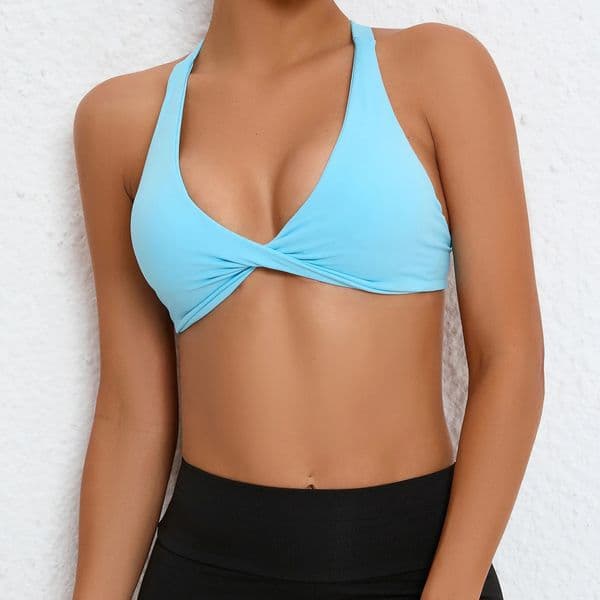 Sexy Deep V Sports Bra Women Strappy Backless High Support Impact Yoga Underwear Running Fitness Workout Gym Top Padded Bralette 241121