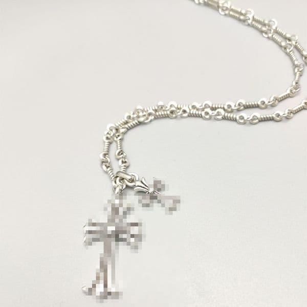 Vintage Silver Temperament Double Cross Pendant Necklace